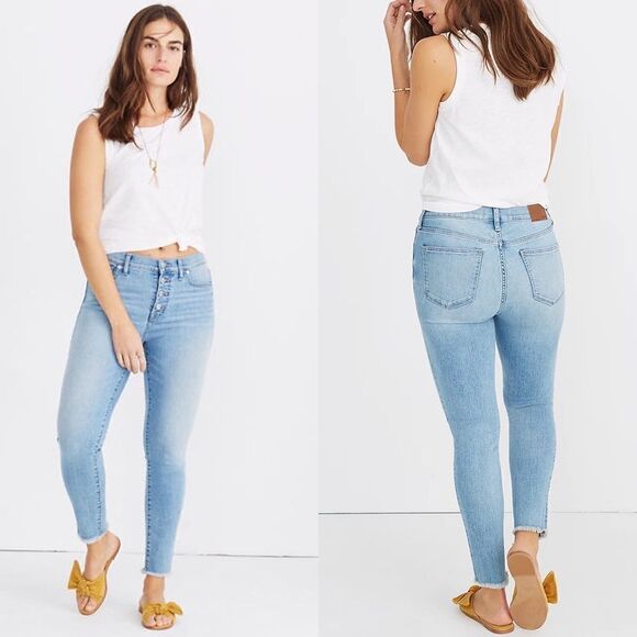 madewell Sz 25 9" High-Rise Skinny Crop Jeans: Button-Front Edition - Picture 1 of 8